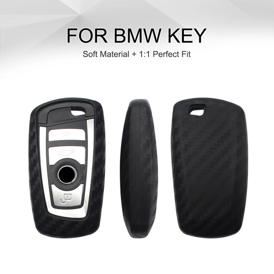 

Silica Gel Carbon Fiber Car Key Case Cover For Bmw Series 1 3 5 7 520 525 18i 320i X1 X3 X4 M3 M4 Z4 G30 Key Ring Holder Styling