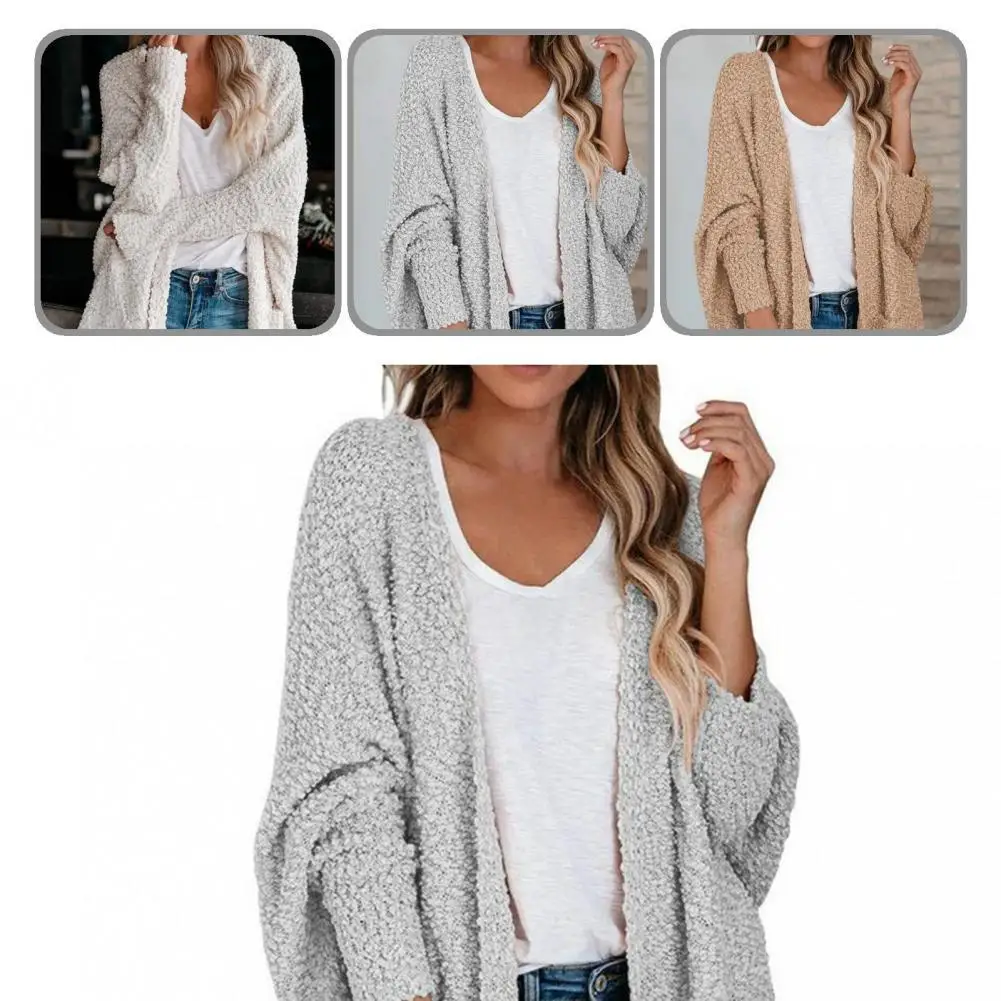 

Autumn Winter Casual Pockets Mid-Length Sweater Coat Skin-friendly Cardigan Sweater Pockets for Outdoor