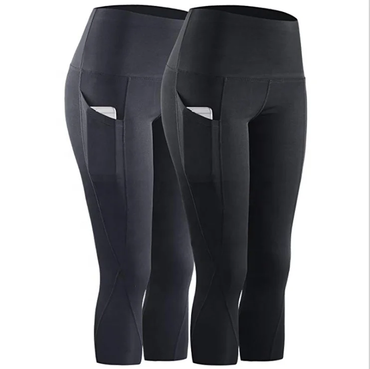 

Amazon Hot New Fitness Capris Pants Women's Capri Sports Pants High Waist Plain Color Cropped Leggings leggings women