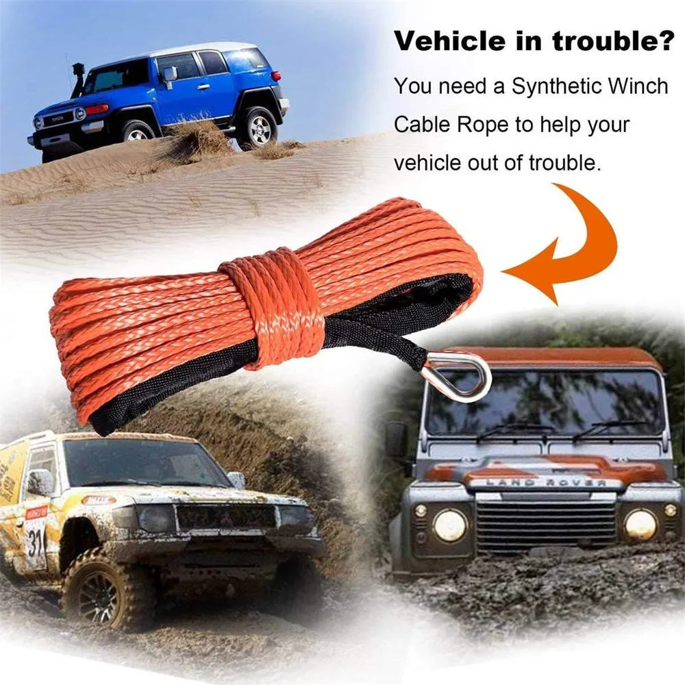 

Tow Rope Winch Rope String Line Cable With Sheath Synthetic Winch Car For Jeep ATV UTV SUV 4x4 15m 6mm 7700lbs