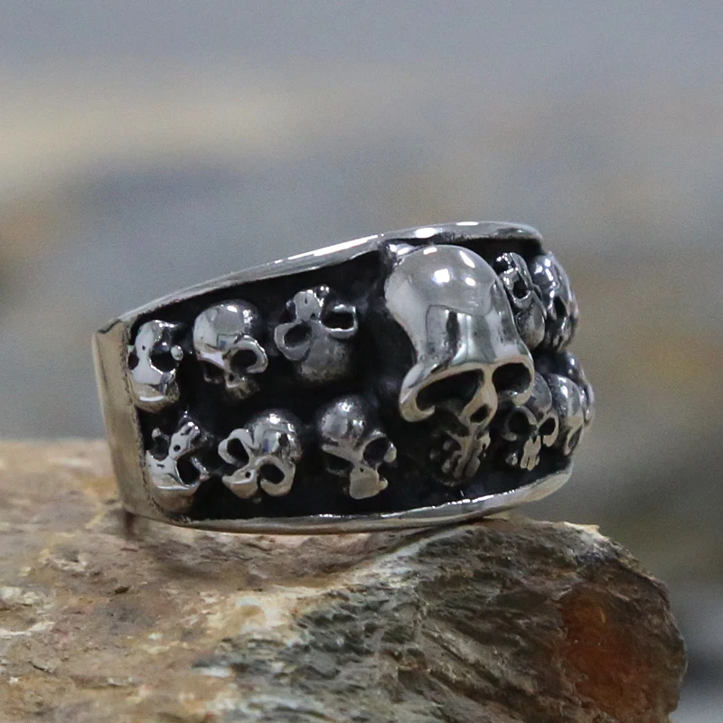 Кольцо в готическом стиле Мужское байкерское ювелирное изделие из нержавеющей