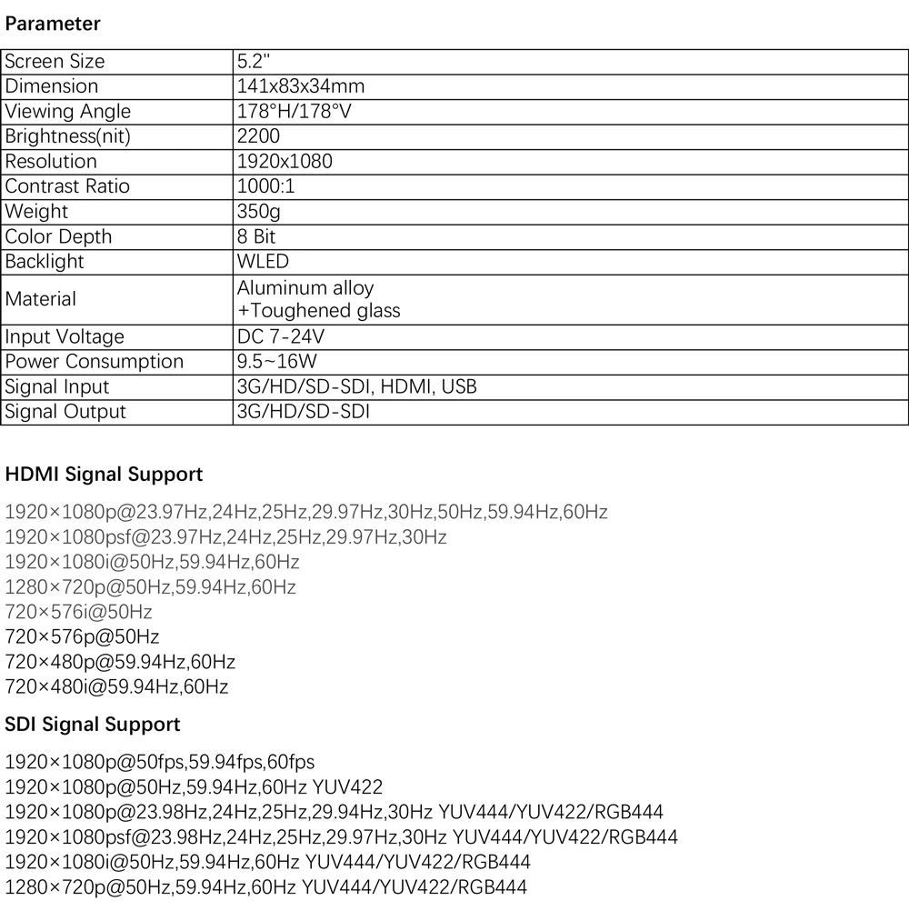 Portkeys BM5 3G-SDI/HDMI вход 2200nit сенсорный экран 3D-LUT алюминиевый корпус на камеру DSLR монитор с кабелем управления