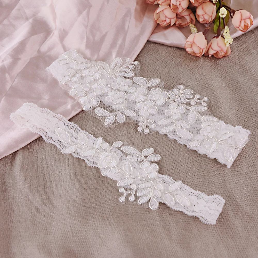 

Подвязка для ног TRiXY TH0506, кружевная, с цветочной вышивкой, белая, кружевная Свадебная подвязка, комплект из 2 предметов для женщин/невесты