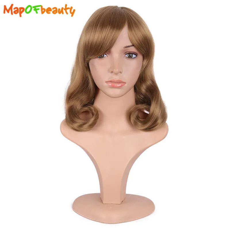 Парики для косплея MapofBeauty 16 дюймов черные темно светло коричневые цвета