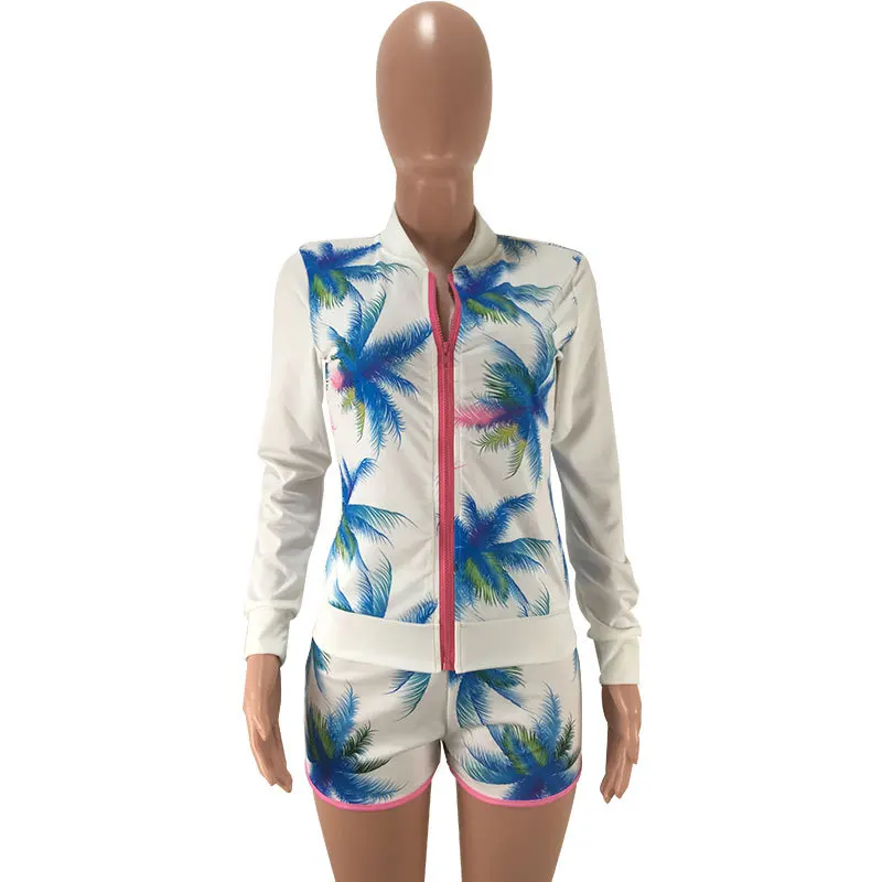

European and American Women's Printed Wear Summer Long Coat Shorts Sexy Suit