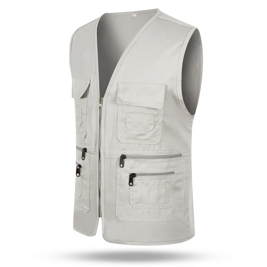 

Large Size 4XL Men Casual Summer Cotton Vest Men's Sleeveless Cargo Jacket Multi Pocket Waistcoat Male Tactical Work Overcoats