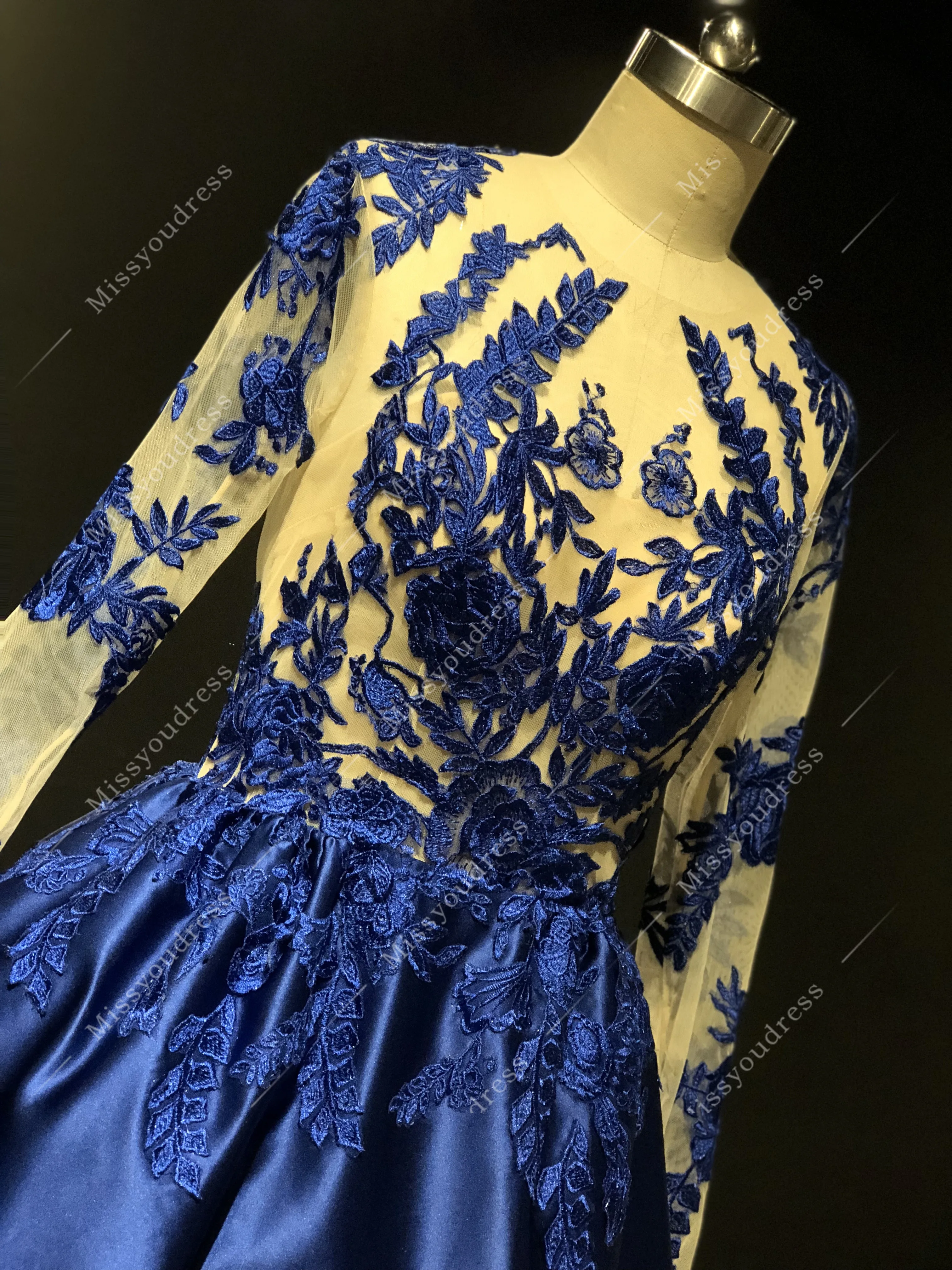 ZuhairMurad Vestidos de fiesta 2021 Real Pictures Royalblue Long Sleeves Floor Length Formal Party Prom Women Evening Dresses