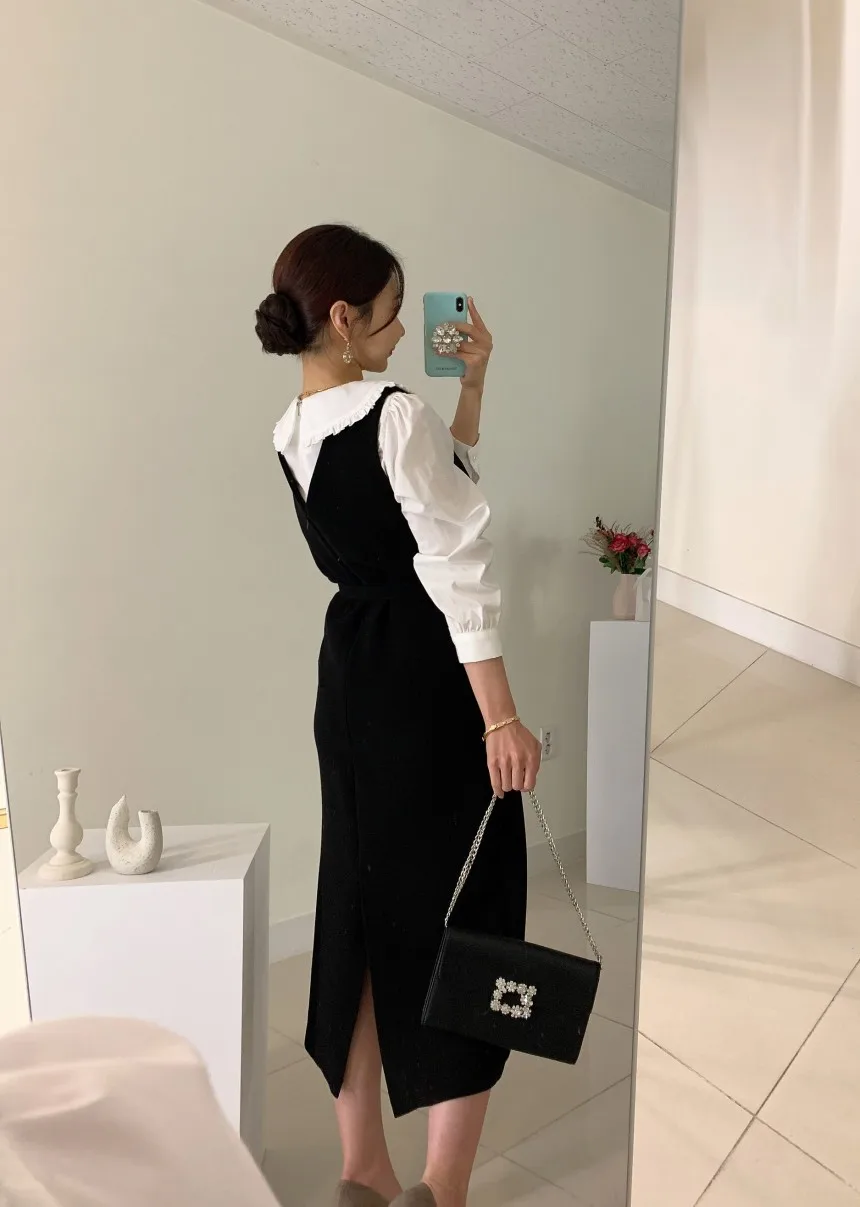 Корейский шикарный французский меньшинств весенне-осенняя одежда древесный