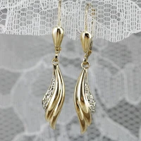huitan delicate gold color mermaid tail women drop earrings shiny crystal zirconia elegant accessories for party fashion earring