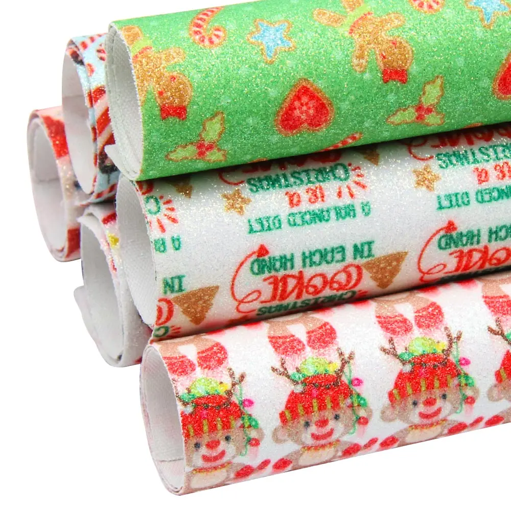 Xugar 6 шт./компл. 22*30 см, на Рождество, с блестками на леопардовая искусственная Синтетическая кожа лист для самостоятельного пошива одежды сумки узлом-бантиком