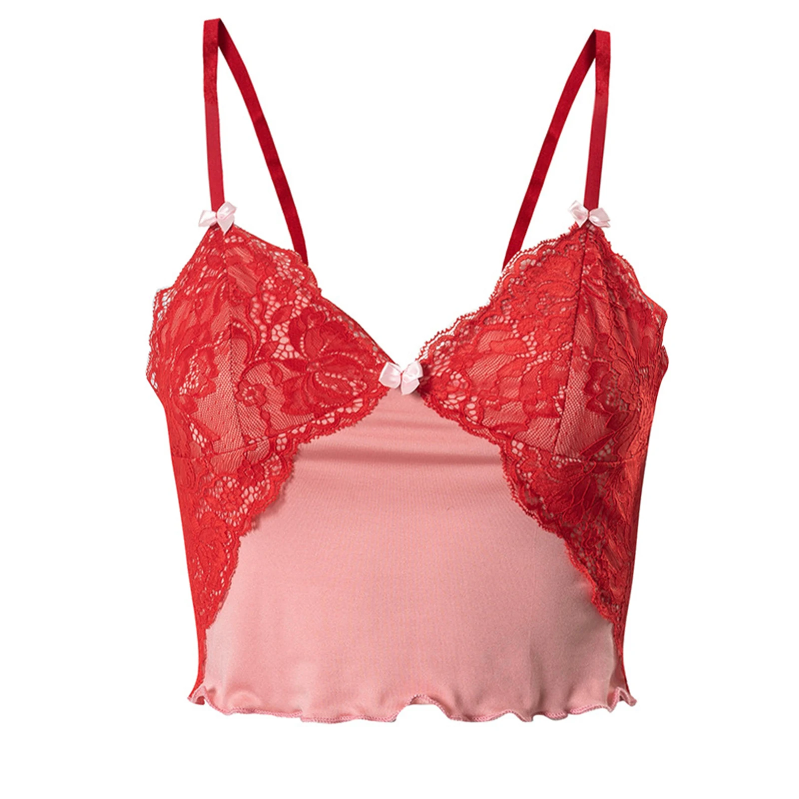 

Lace Crop Top Women Y2k Sexy Tops See-Through V Neck Aesthetic Bodycon Sleeveless Club Soft Mesh Camisole