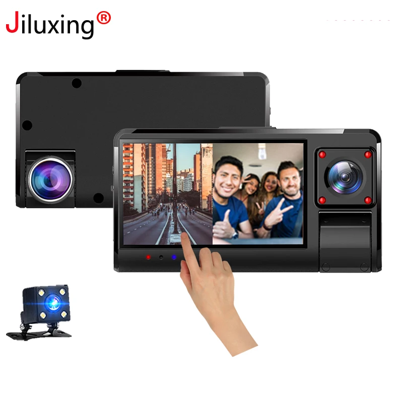 Видеорегистратор Jiluxing с сенсорным экраном и 3 объективами 1080P внутренней