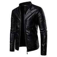 mens slim jacket fashion solid color motorcycle winter jackets chaqueta hombre windproof black leather jacket kurtka skorzana