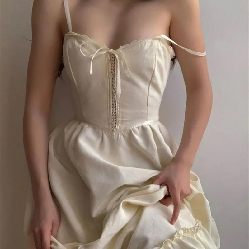 

Women's Dress French White Suspender Dress Summer Fashion Retro Suspender Dress Elegant Slim Party Dress Women's Dress