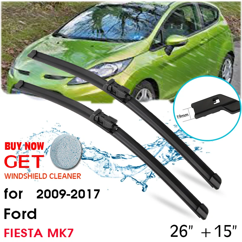 

Car Blade Front Window Windshield Rubber Silicon Refill Wiper For FORD FIESTA MK7 2009-2017 LHD / RHD 26"+15" Car Accessories