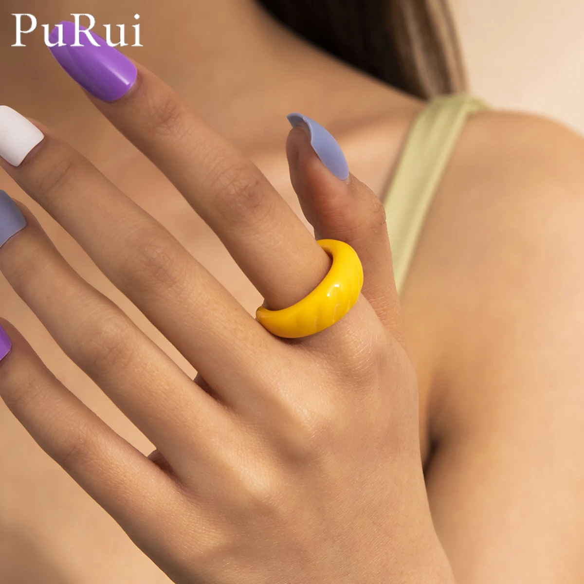 

2021 Summer Acrylic Geometric Irregular Rings for Women Candy Color Gothic Transparent Resin Ring Jewelry Anillos Para Hombre