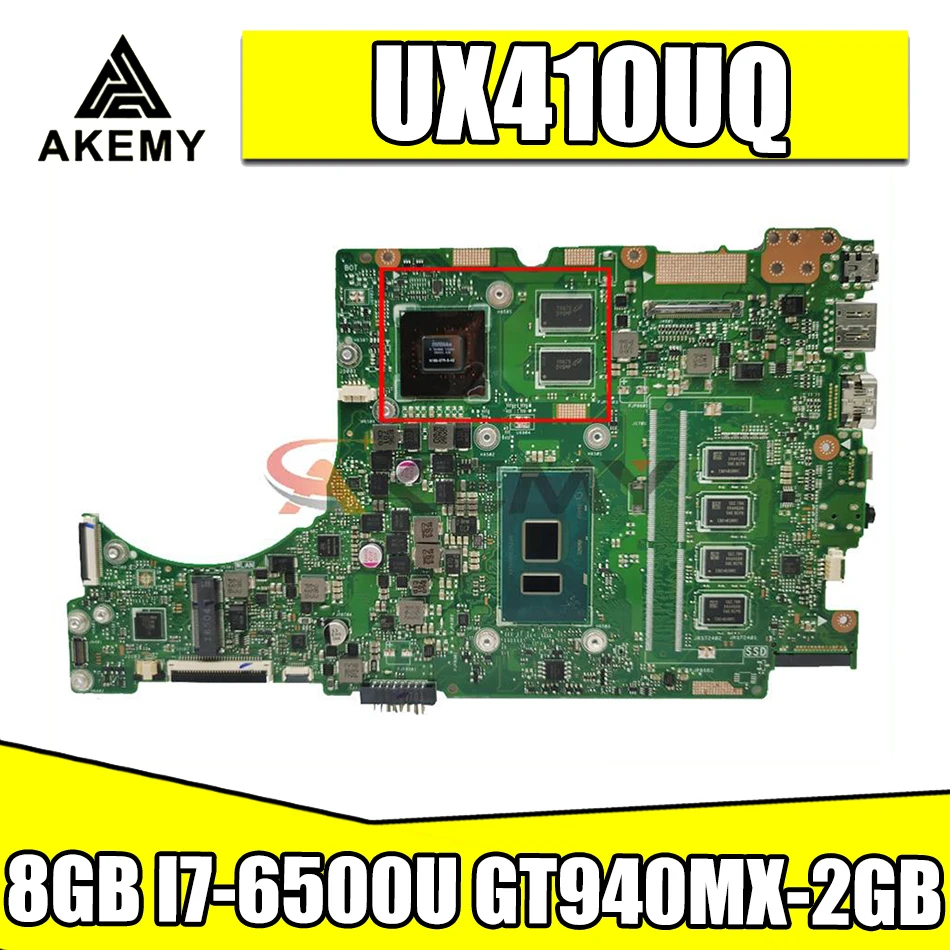 

Материнская плата UX310UV для ноутбука ASUS UX410UQ (14 дюймов) UX410U UX310U, оригинальная материнская плата 8GB-RAM I7-6500U