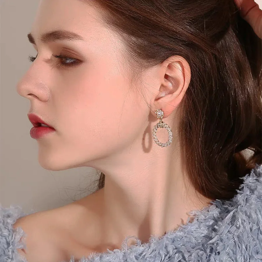 Роскошные серьги-капли с искусственным жемчугом для женщин, свадебные ювелирные изделия, геометрические большие круглые панковские длинные висячие серьги, аксессуары для ушей