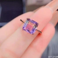 fine jewelry 925 sterling silver inset with gemstone womens popular classic square ametrine adjustable ring support detection