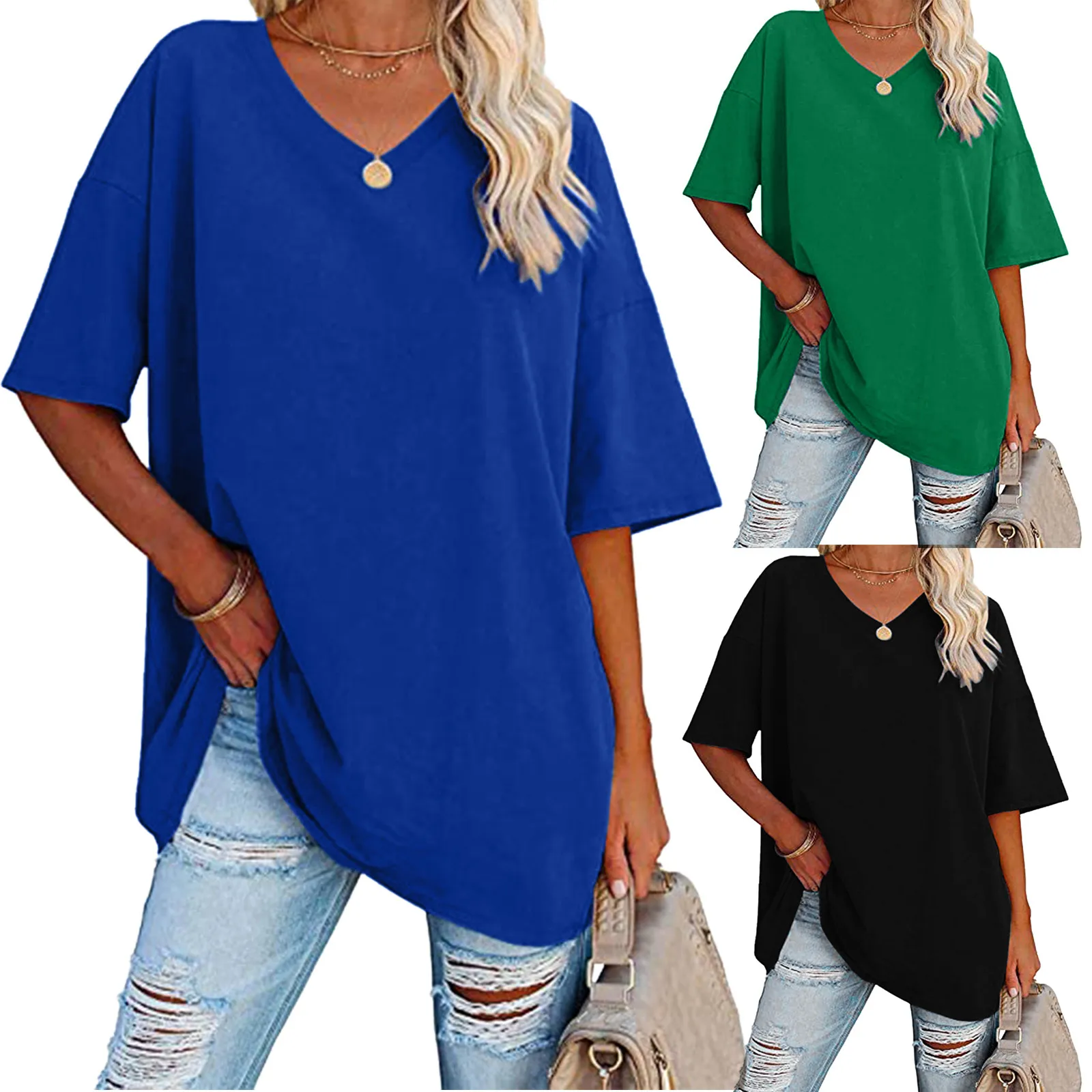 

Summer Womens Sexy V-neck Collar Color Short Sleeve Fold Casual Blouse Tops Street Wear T-shirt Ropa Mujer Блузка Женская