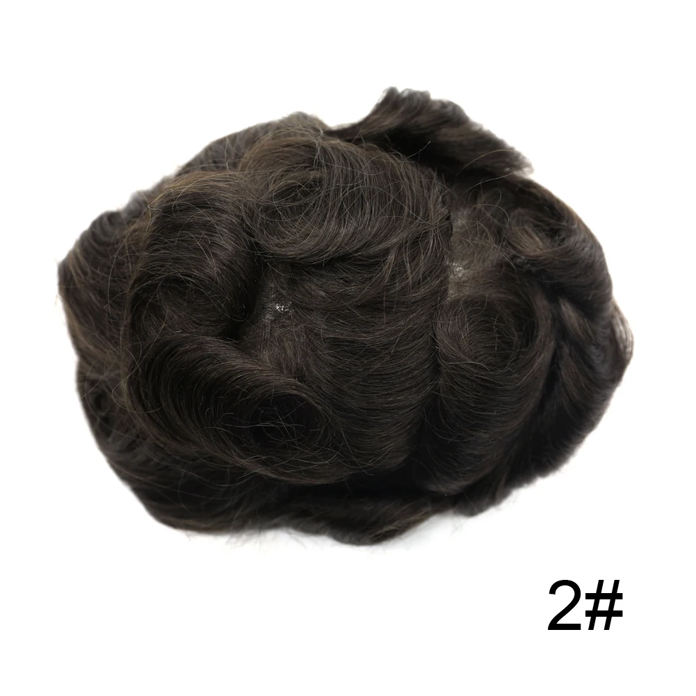 2 # SSH полный поли мужской парик прочный ПУ Remy человеческие волосы система шиньон тонкая кожа мужской парик замена волос с натуральной линией волос - Парик Цвет: 2 #