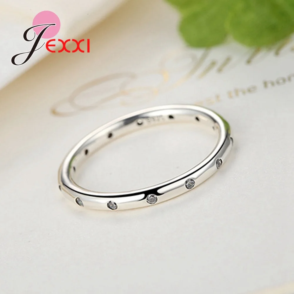 Luxury Round Gold Color 925 Sterling Silver Rings For Women Girls CZ Crystal Cubic Zirconia Engagement Jewelry | Украшения и