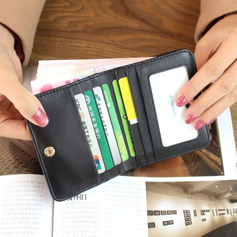 Horse hair ultra-thin cowhide long wallet female tide new European and American fashion leather snap folding wallet