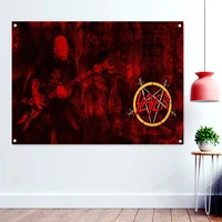 raining blood vintage rock music band banners wall art death metal artist poster scary blood skull flags retro home decoration