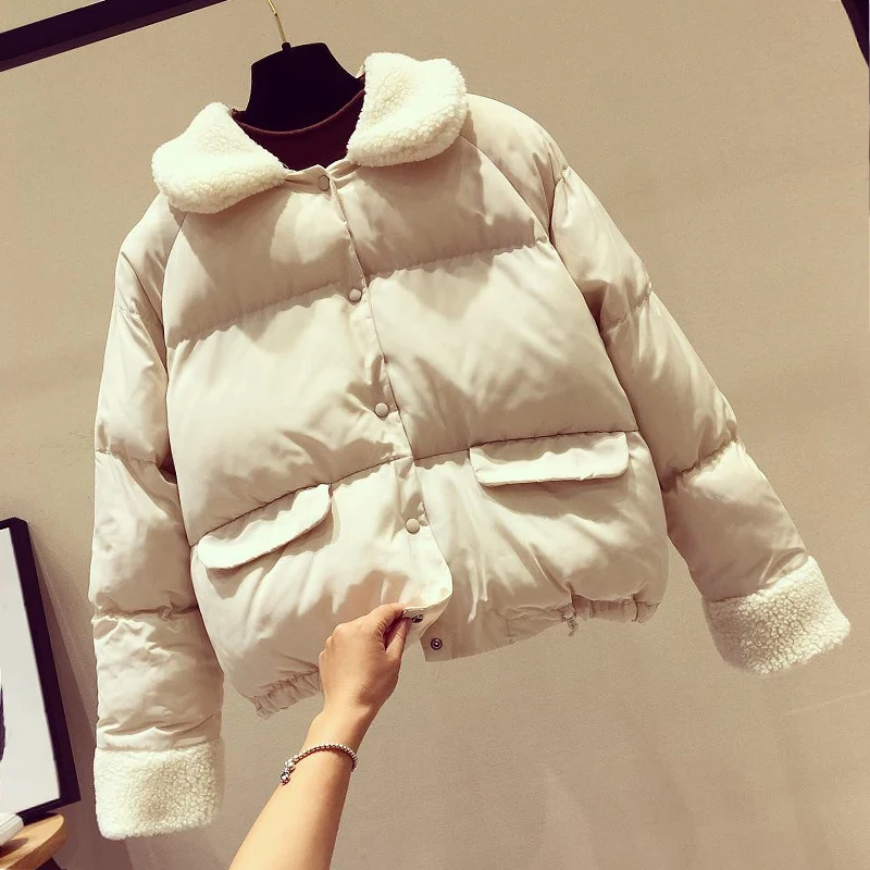 Зима Осень Повседневная Женская Корейская бежевая черная Лоскутная свободная