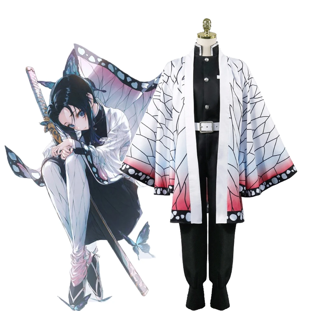 

Anime Demon Slayer Kimetsu no Yaiba Kochou Shinobu Cosplay Costume Women Kimono Uniforms Halloween Carnaval Party costume Wig