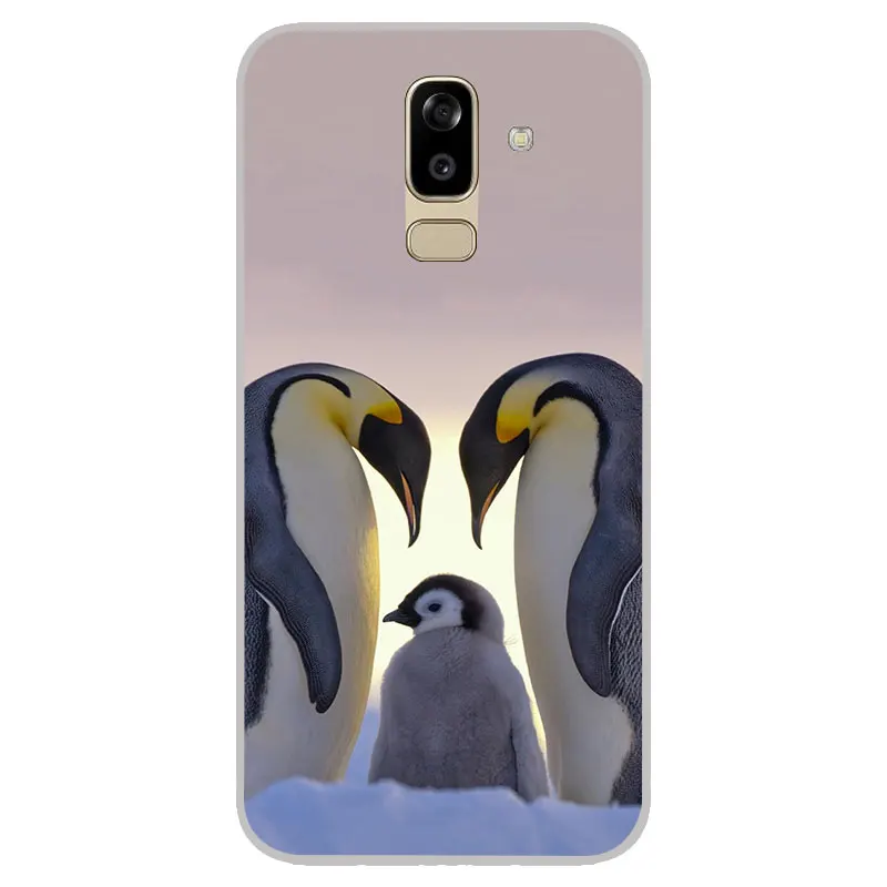 cute Penguin Matte Silicone Case For Samsung galaxy J2 pro J3 J4 J6 J7 J8 A5 A7 A9 A8 A6 Plus 2018 TPU Phone Cover |