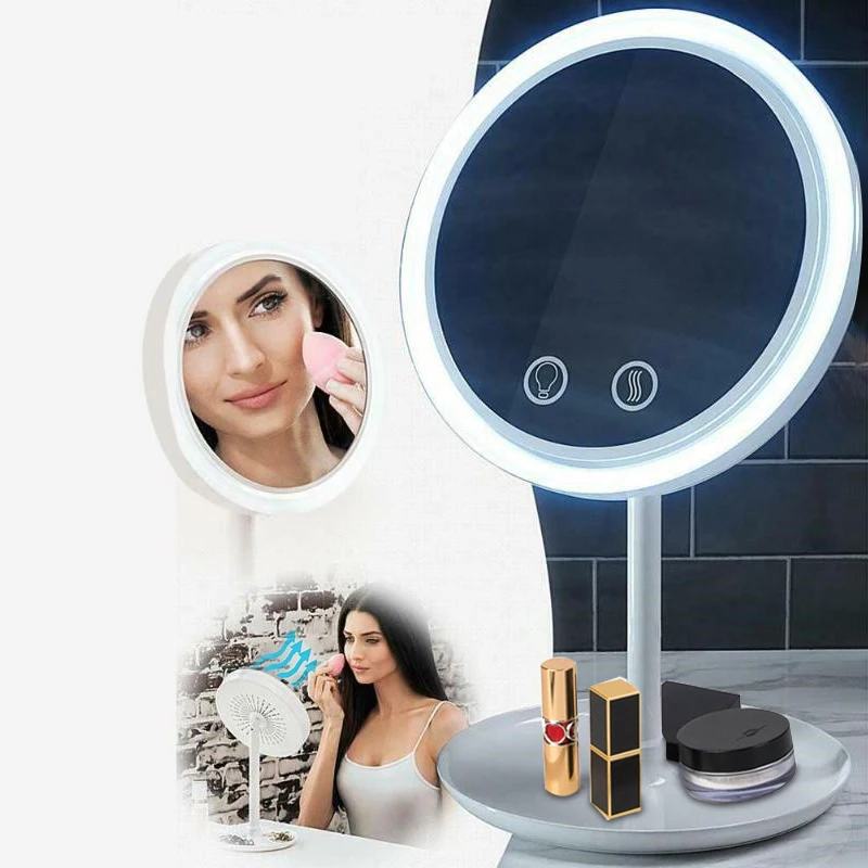 Makeup Зеркало Led с вентилятором без пота 5X Увеличительное Косметическое зеркало LED портативное мини карманное зеркало сенсорный экран стоячие зеркала зеркало для макияжа зеркало для макияжа зеркало с подсветкой зер