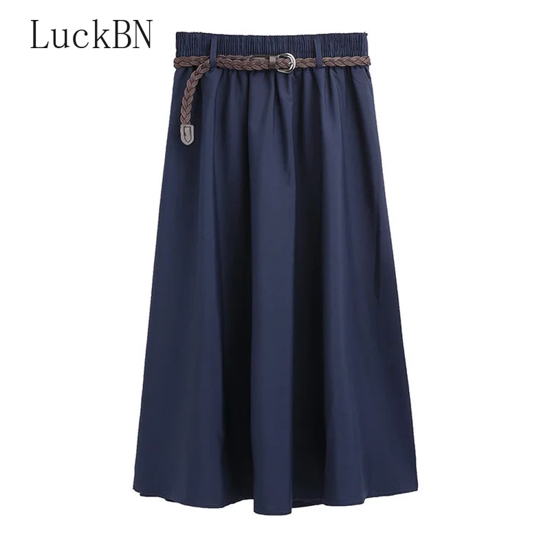 

Women's Clothing Spring Autumn Midi Skirt Elegant Female A-shaped Pleated Skirt Women Fashion Loose Beach Skirts Black New 2021