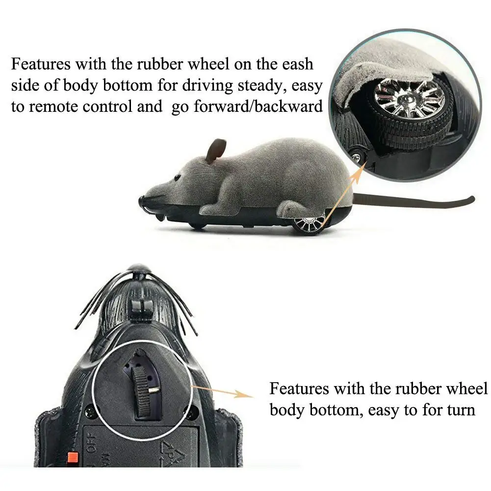 Wireless Remote Control Mock Fake Rat Mouse Mice RC Radio Toys Prank Joke Scary Trick Bugs for Party and For Cat Puppy Funny Toy | Игрушки и