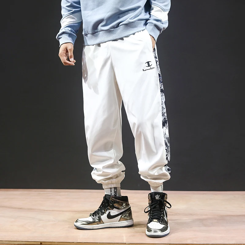 

2021 summer new brand loose casual men's and women's overalls high street hip-hop trend fashion print bouquet foot harem pants