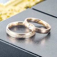 stainless steel couple rhinestone pair ring high quality simple titanium steel frosted ring engagement couple gift