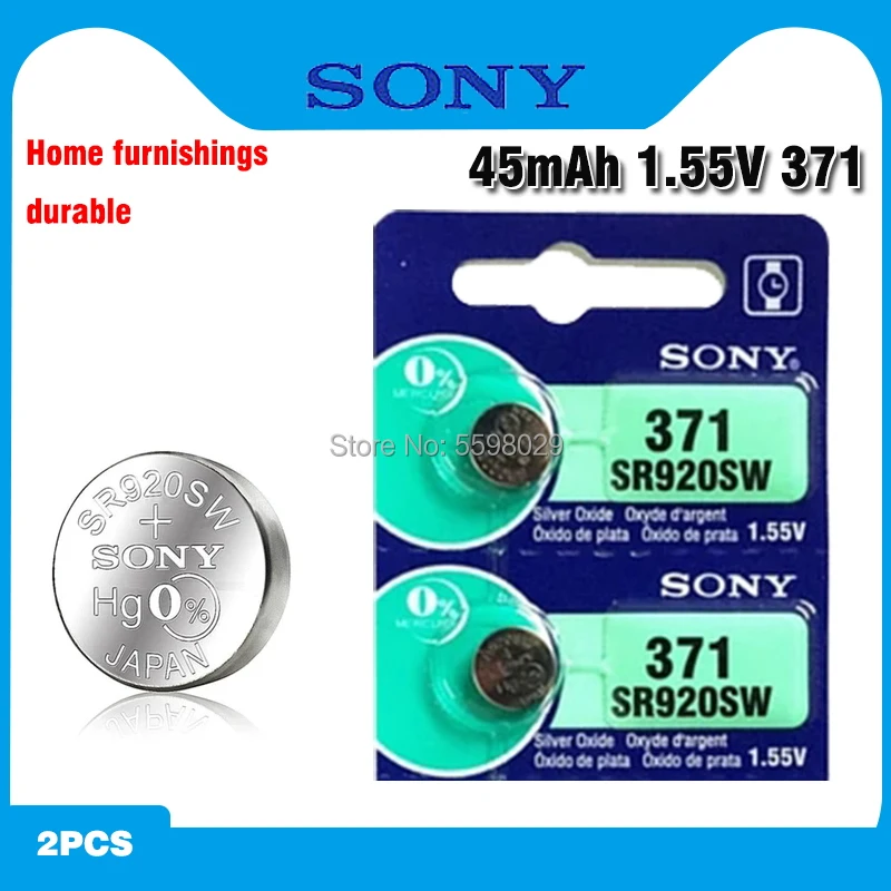 

2pcs Sony 100% Original 371 SR920SW 920 1.55V Watch Battery SR920SW 371 Button Coin Cell MADE IN JAPAN