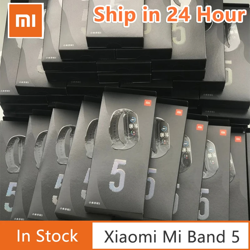 Умный Браслет Xiaomi Mi Band 5 4 цвета сенсорный экран фитнес-трек пульсометр спортивный