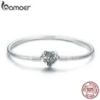 BAMOER 100% Серебро 925 пробы пружинное Древо жизни в форме сердца застежка змея цепочка браслет Стерлинговое серебро ювелирные изделия S925 SCB066