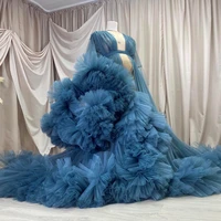 real images puffy ruffled maternity tulle robes any color custom made long sleeves big rulffles pregnancy photo shoot dresses