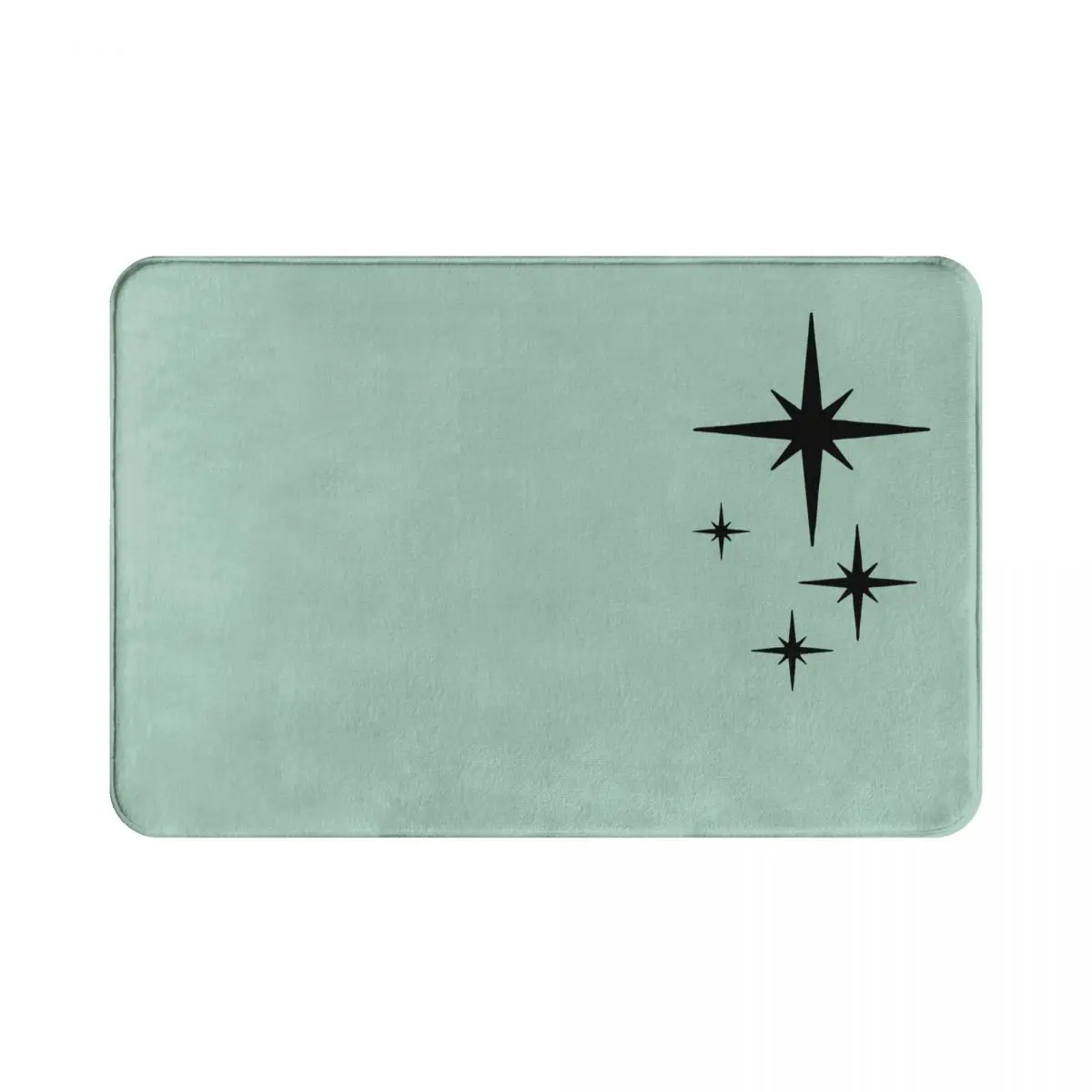 Коврик дверной в стиле ретро с мятно-зеленым и черным принтом | Дом сад