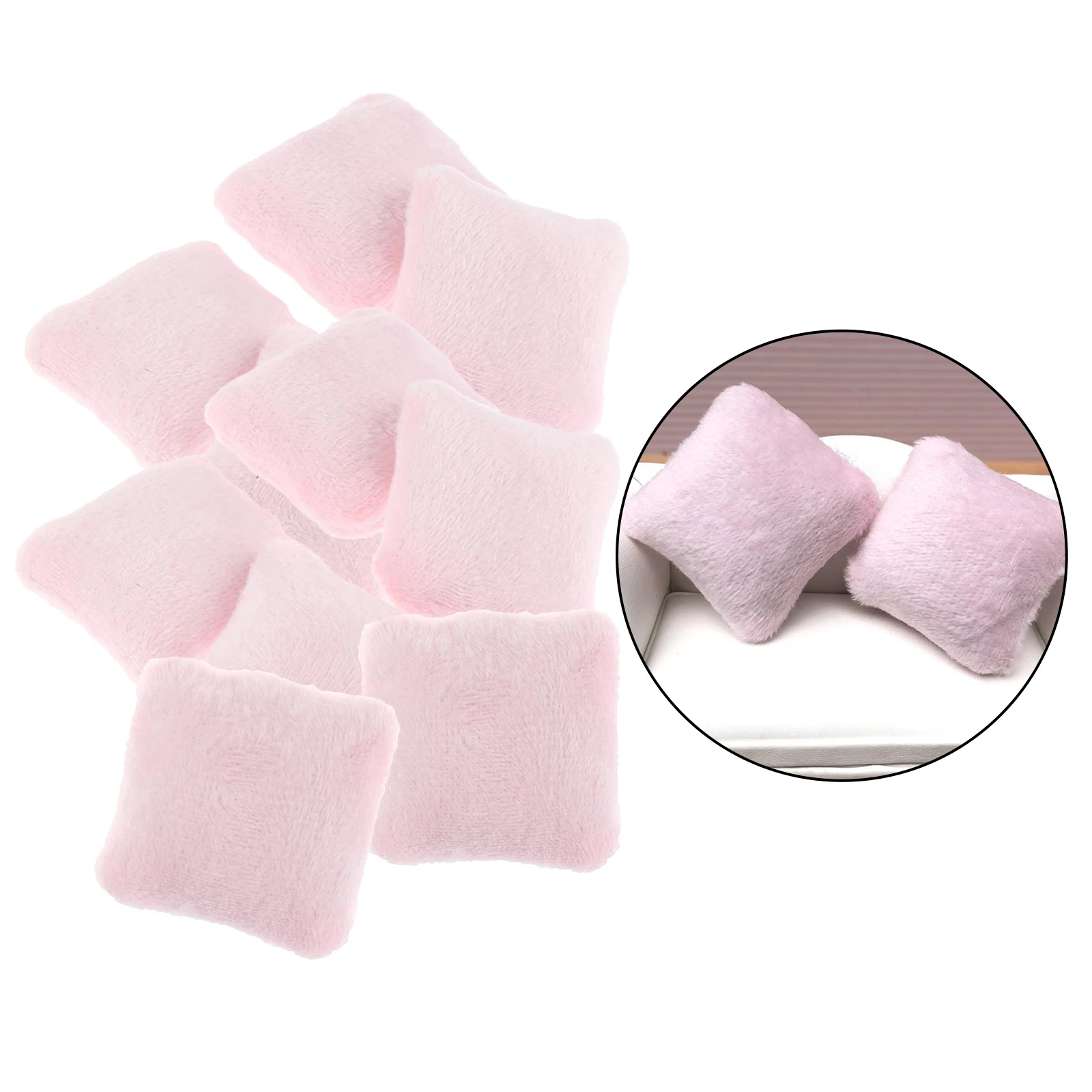 

10pcs/pack Soft Flannelette Pillow Cushions for Sofa Couch Bed 1:12 Dollhouse