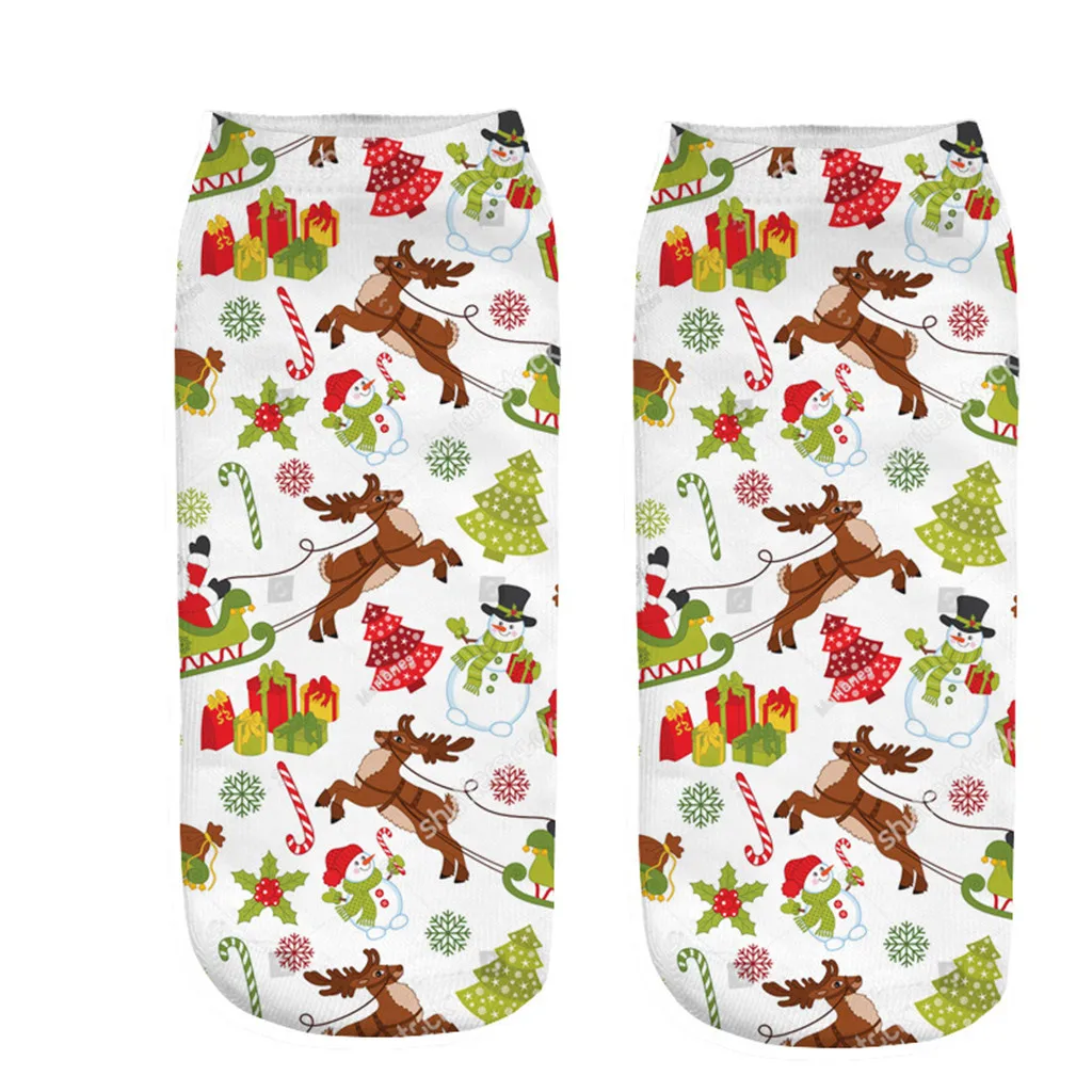 Унисекс праздник X Mas носки Санта Клаус Рождественский подарок Короткие смешные