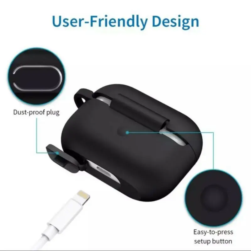Высококачественный защитный чехол для Apple Airpods Pro 3 с крючком и наклейкой от пыли