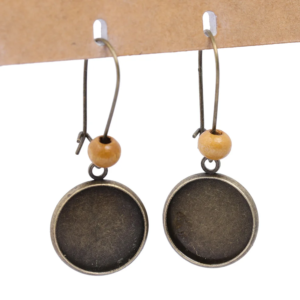 10 шт. античная бронза 18 мм круглый кабошон серьга мотаться База Установка