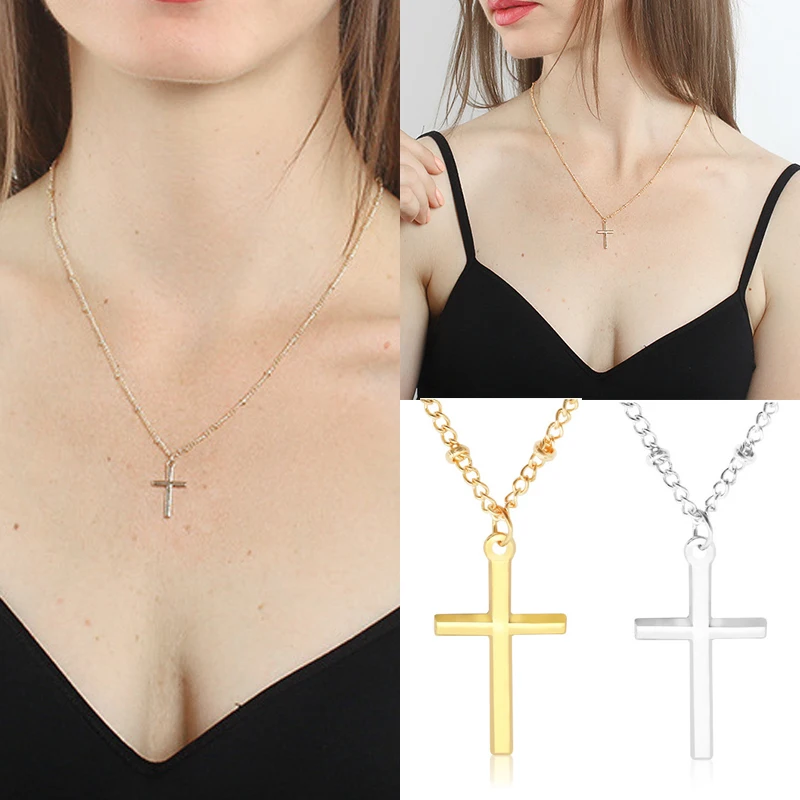 

Creative Unique Pendant Necklace Jewelry New Simple Korean Version Cross Pendant Chain Fashion Charm Personality Gold Chain