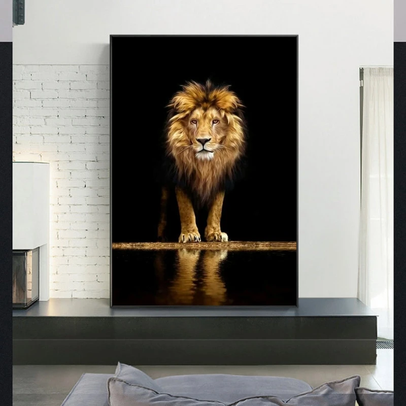 

Lion in the Dark Canvas Art Posters And Prints Animals Wall Art Decorative Pictures African Lion Canvas Painting Home Wall Decor