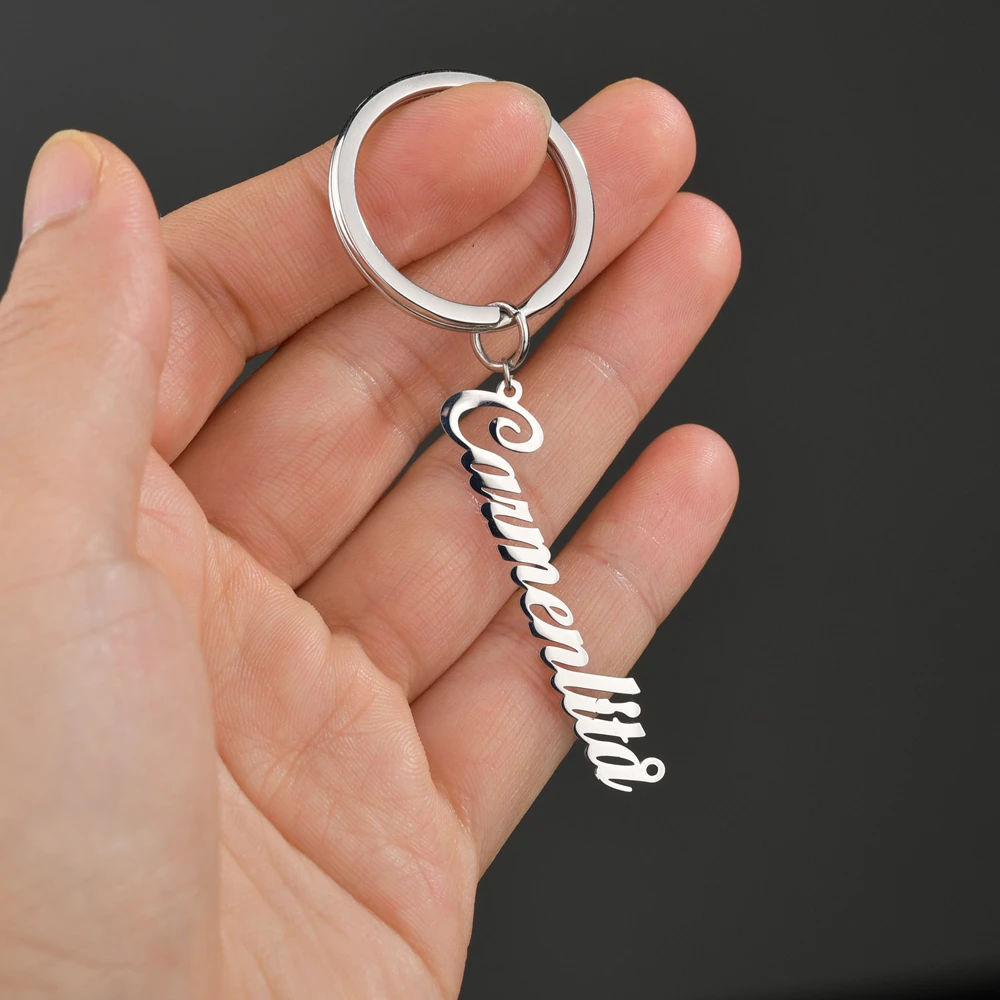 

Цепочка для ключей для мужчин и женщин, персонализированная скульптура с названием инициала, с выгравированным именем, с монограммой, бижут...