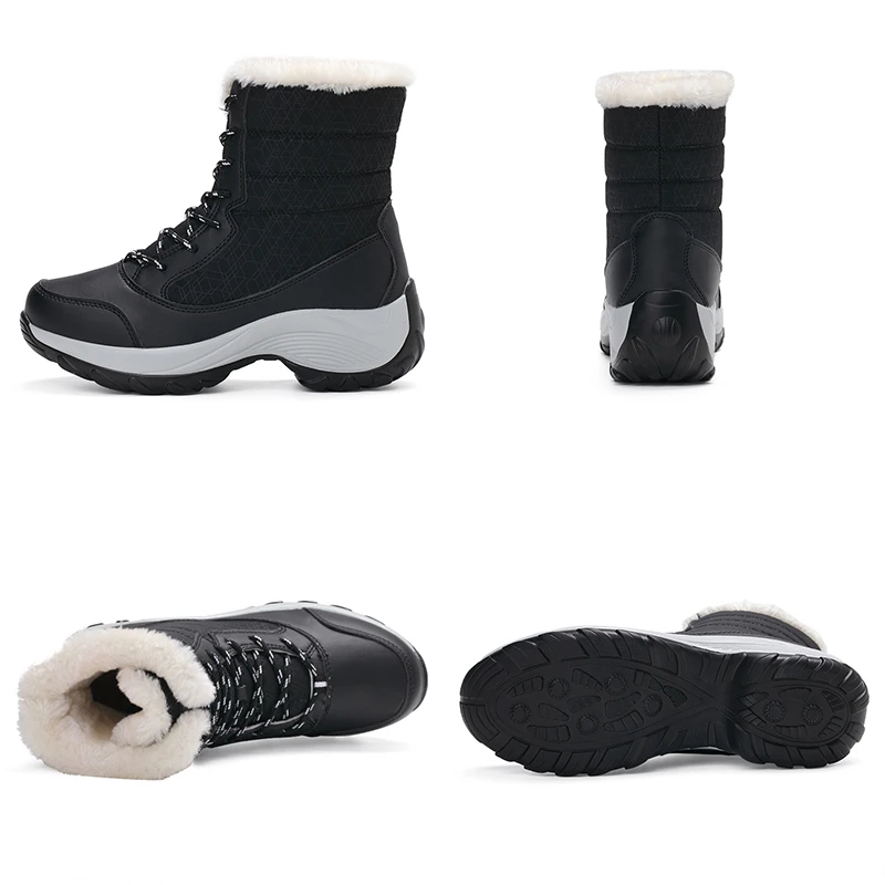 Зимние походные ботинки из искусственной кожи для женщин Высокие плюшевые
