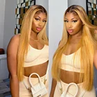 1b 27 Ombre Медово-Светлые кружевные передние парики прозрачные цветные длинные прямые человеческие волосы парик для черных женщин фронтальные предварительно выщипанные